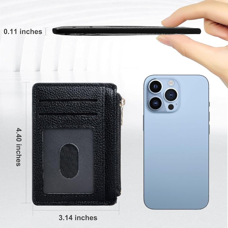 Tipmile Credit Card Holder for Women Slim Minimalist Front Pocket RFID Blocking Wallet Small Compact Card Case with ID Window, Classic Black - Image 5